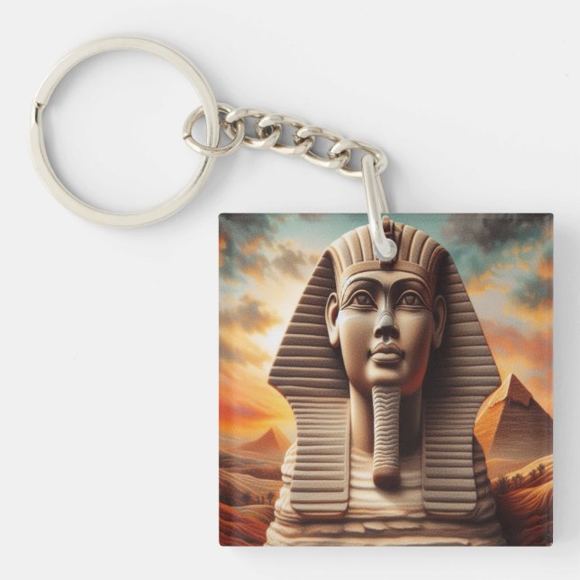 Porte-clefs Giza Sphinx Head avec Pyramides Egypte Travel (Devant)