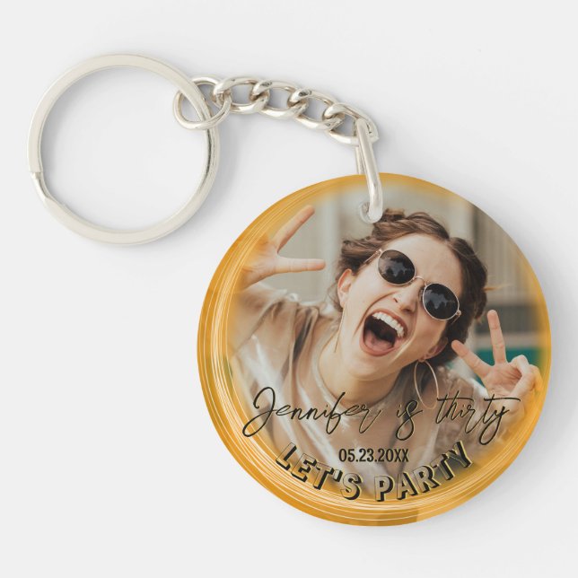 Porte-clefs Glam Girly Photo Script 20 30 40 e fête d'annivers (Devant)