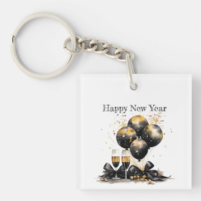 Porte-clefs 🍾 🎉 Glamour Nouvel An Plaques de Soirée 🥂 ✨ (Devant)