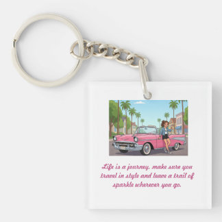Porte-clefs Glamour Rose sur Roues