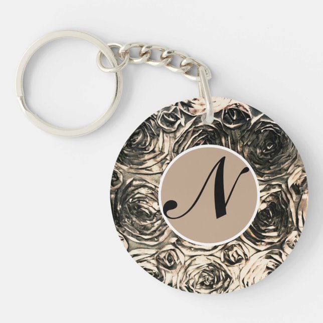 Porte-clefs Glamour Roses Or Bronze Floral Glamour Rustique (Devant)
