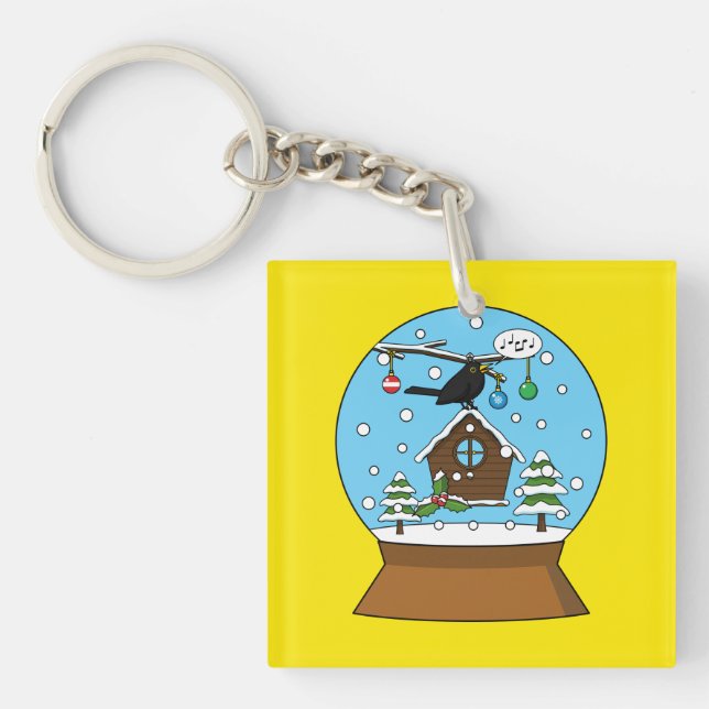Porte-clefs Globe des neiges avec chant Blackbird (Devant)