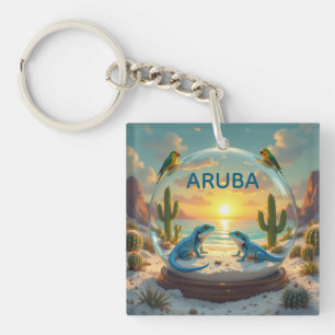 Porte-clefs Globe du coucher de soleil d'Aruba Dushi