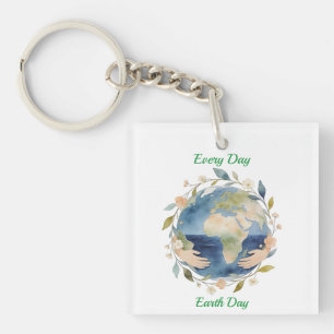 Porte-clefs Globe Floral de la Journée de la Terre Chaque Jour