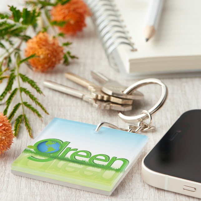 Porte-clefs Globe Terre Verte Éco-Amical Nature (Créateur téléchargé)