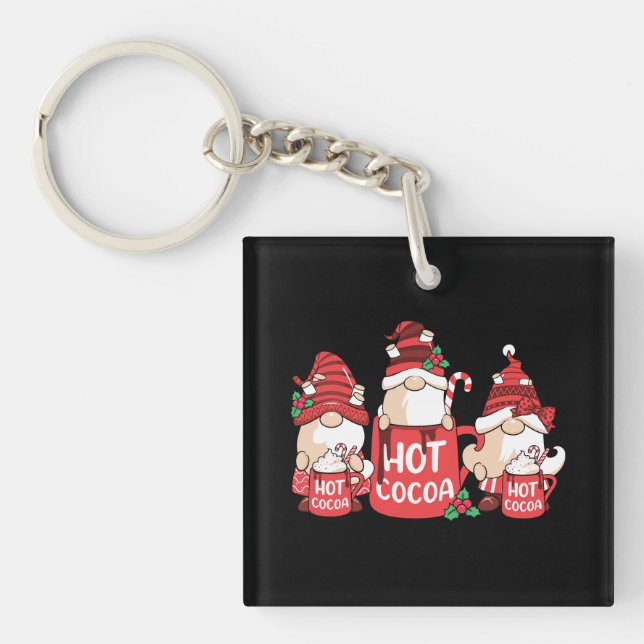 Porte-clefs Gnome de Noël et cacao chaud (Devant)
