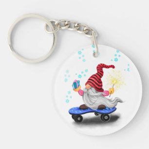 Porte-clefs Gnome de patinage de Noël avec Porte - clé cadeau