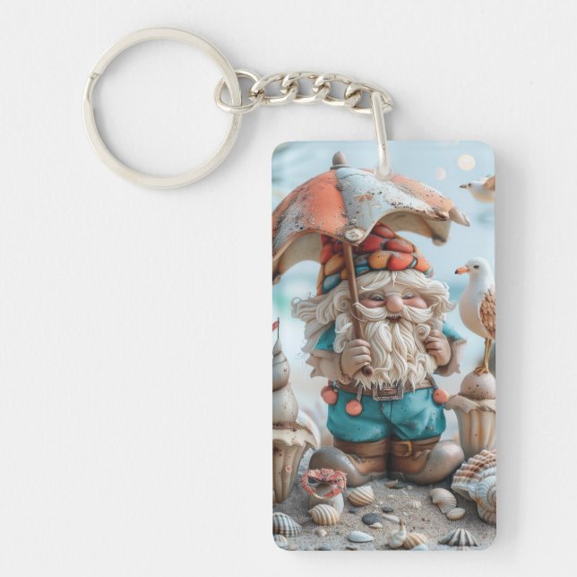 Porte-clefs Gnome de plage avec parapluie (Devant)