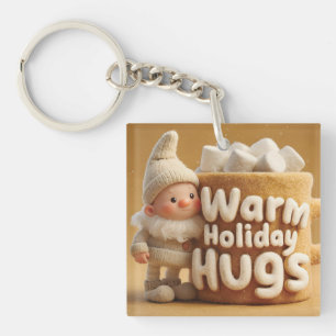 Porte-clefs Gnome en feutre adorable avec une tasse Marshmallo
