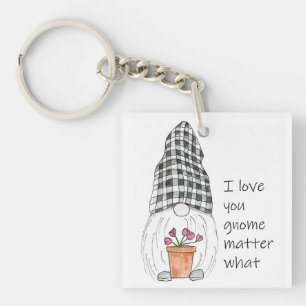 Porte-clefs Gnome mignonne Je t'aime gnome peu importe