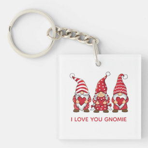 Porte-clefs Gnomes rouges aux coeurs Saint Valentin personnali