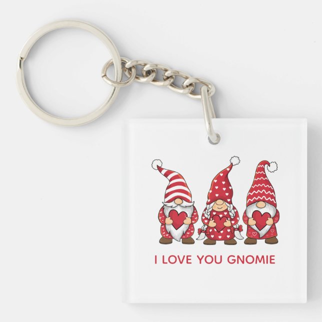 Porte-clefs Gnomes rouges aux coeurs Saint Valentin personnali (Devant)