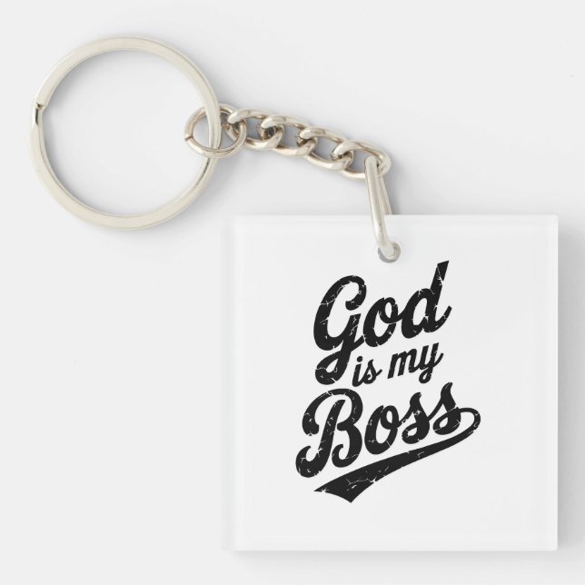 Porte-clefs God is my boss (Devant)