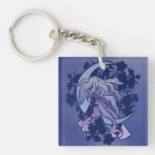 Porte-clefs Goddess de lune violette Wiccan Triple Moon Symbol