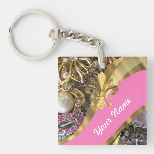 Porte-clefs Gold bling fleur de lys (Devant)