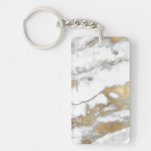 Porte-clefs Gold et Marbre blanc Look