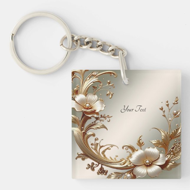 Porte-clefs Gold Floral Keychain (Devant)