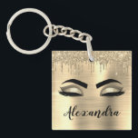Porte-clefs Gold Glitter Sparkle Eyelashes Monogram<br><div class="desc">Gold Faux Foil Metallic Sparkle Parties scintillant broyé Monogramme en métal Nom et cils initiaux (cils), Extensions Eyelash et Porte - clé des yeux. Cela rend le cadeau parfait pour 16 ans, mariage, douche nuptiale, anniversaire, baby shower ou bachelorette cadeau pour quelqu'un décorant sa chambre dans le style cool de...</div>