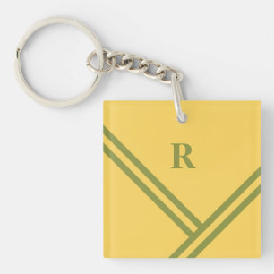 Porte-clefs Gold Green Stripes Trending Colors Monogramme