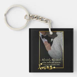 Porte-clefs Gold Night Stars Cadre Noël Mariage Photo