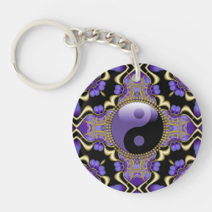 Porte-clefs Gold Purple Energy YinYang Porte - clé