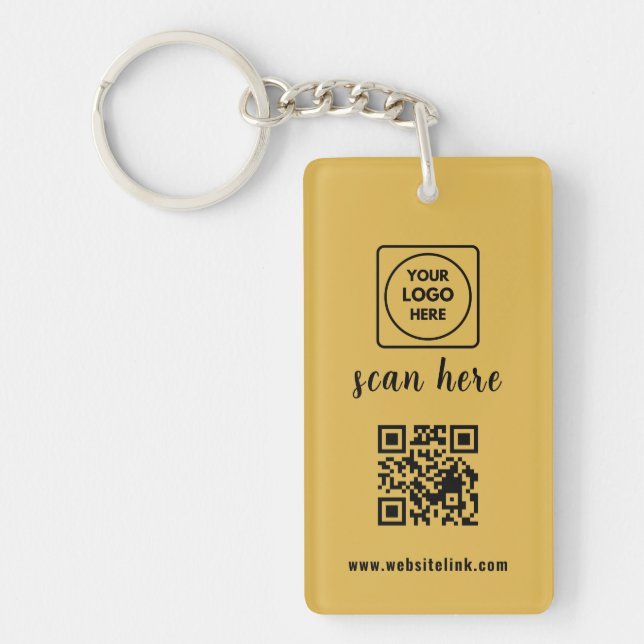 Porte-clefs Gold QR Code Business Logo Promo Keychains (Devant)