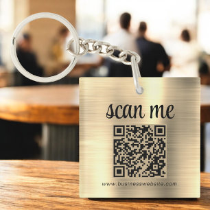 Porte-clefs Gold QR Code Business Logo promotionnel