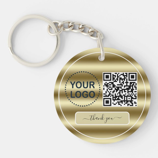 Porte-clefs Gold Waves QR Code Votre logo ici (Devant)