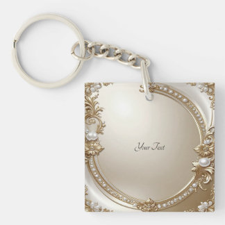 Porte-clefs Golden Ornate Frame with Pearls Keychain