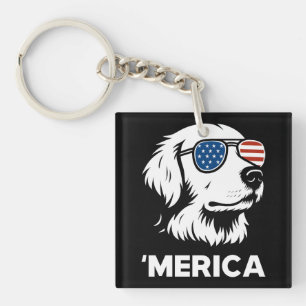 Porte-clefs Golden Retriever 4 juillet Merica