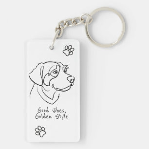 Porte-clefs Golden Retriever - Bonne Vibration, Style Doré