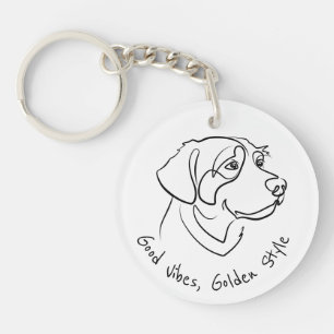 Porte-clefs Golden Retriever - Bonne Vibration, Style Doré