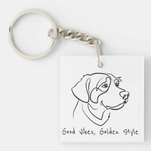 Porte-clefs Golden Retriever - Bonne Vibration, Style Doré