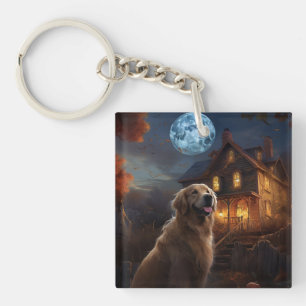 Porte-clefs Golden Retriever Halloween Effrayant
