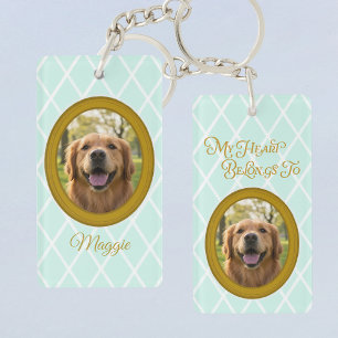 Porte-clefs Golden Retriever Mon cœur appartient à Photo perso
