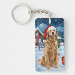 Porte-clefs Golden Retriever Winter Wonderland Noël Joie
