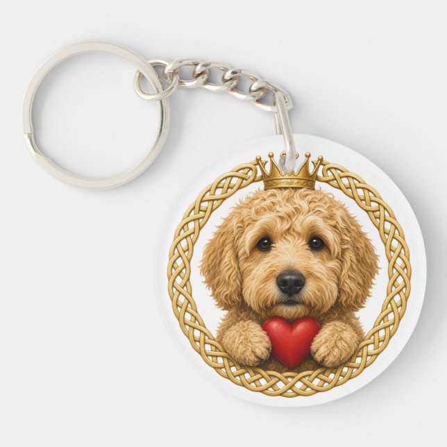 Porte-clefs Goldendoodle Claddagh (Devant)