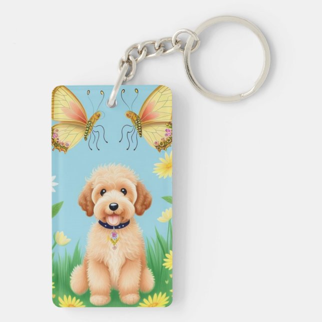 Porte-clefs Goldendoodle Dans Le Jardin (Dos)