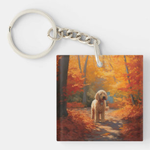 Porte-clefs Goldendoodle en automne Leaves Fall Inspire