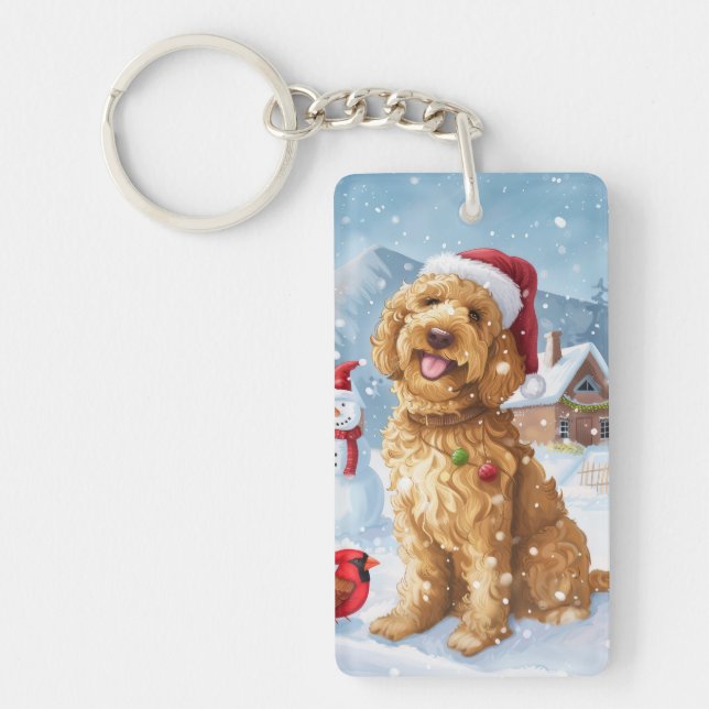 Porte-clefs Goldendoodle Winter Wonderland Christmas Joy (Devant)