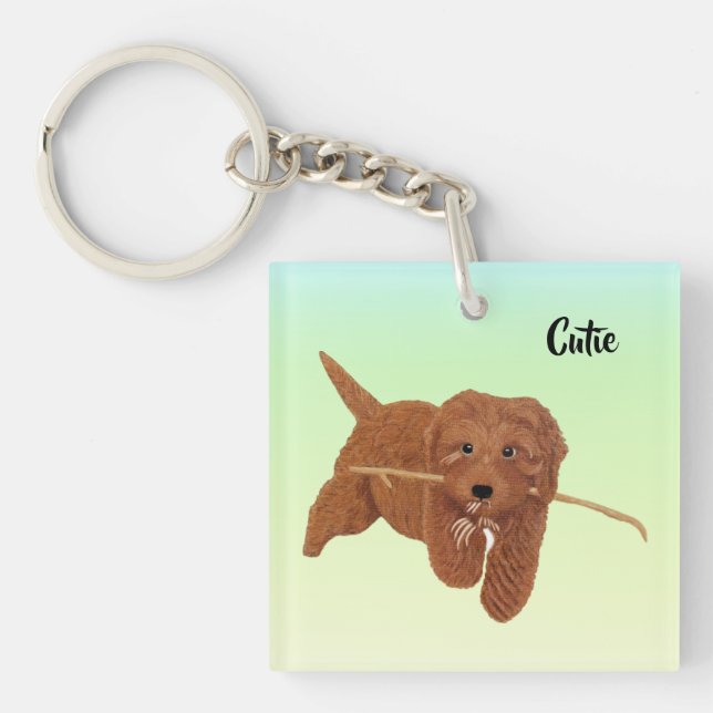 Porte-clefs Goldie Golden Doodle Square (Devant)