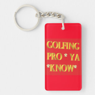 Porte-clefs Golf design sport rouge et or grand texte
