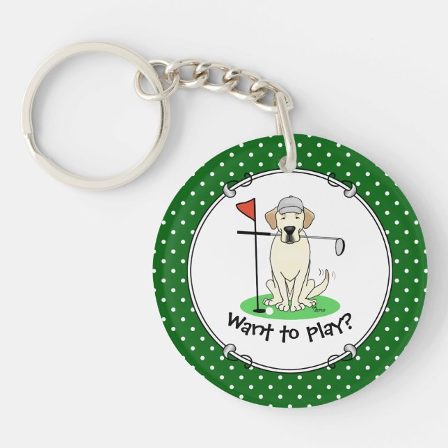 Porte-clefs Golf Golfing Yellow Lab Labrador Retriever Chien (Devant)