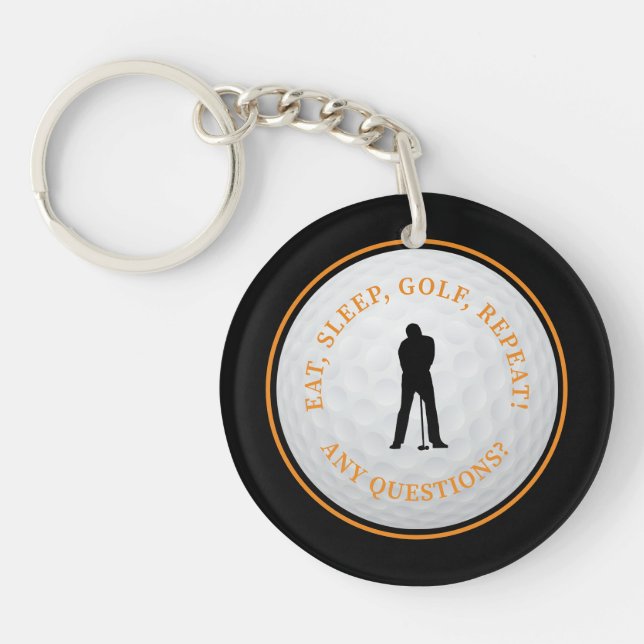 Porte-clefs Golf Moderne Golfeur Classique Monogramme Noir Ora (Devant)