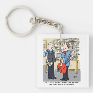 Porte-clefs Golfer Postman aime le dessin sur le golf