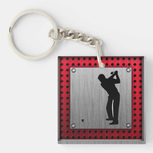 Porte-clefs Golfeur en aluminium balayé de regard