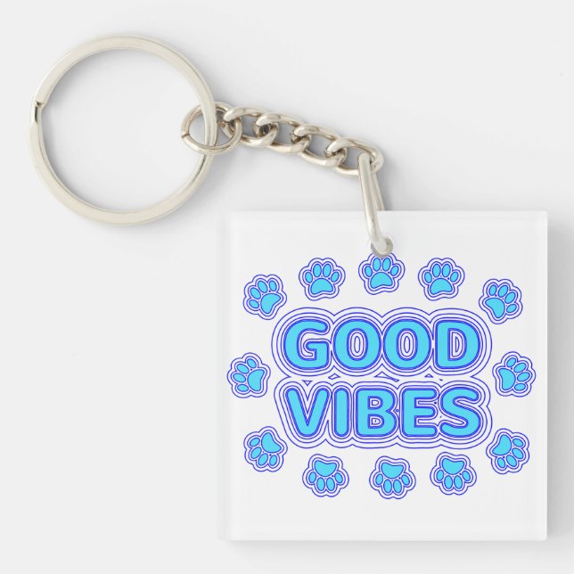 Porte-clefs Good Vibes Empreintes de pattes de chiens caricatu (Devant)