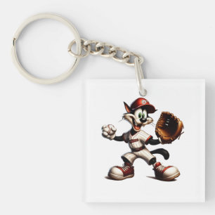 Porte-clefs Goofy Cat Baseball Pitcher Monte