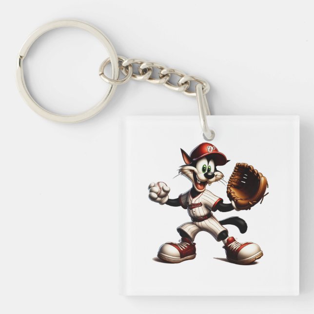 Porte-clefs Goofy Cat Baseball Pitcher Monte (Devant)