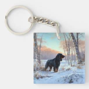Porte-clefs Gordon Setter Vive la neige Noël